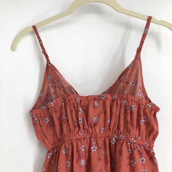 Streetwear Society Peach Floral Tank Top Casual summer buttoned mini dress S - Picture 10 of 15